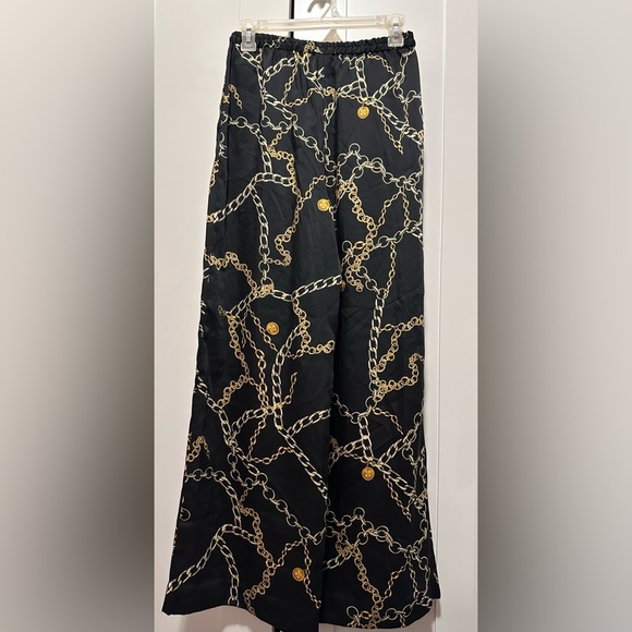 MNG Mango Women’s Black Printed‎ Suit Trousers Wide-Leg Stretch Pants Size S - Picture 6 of 13
